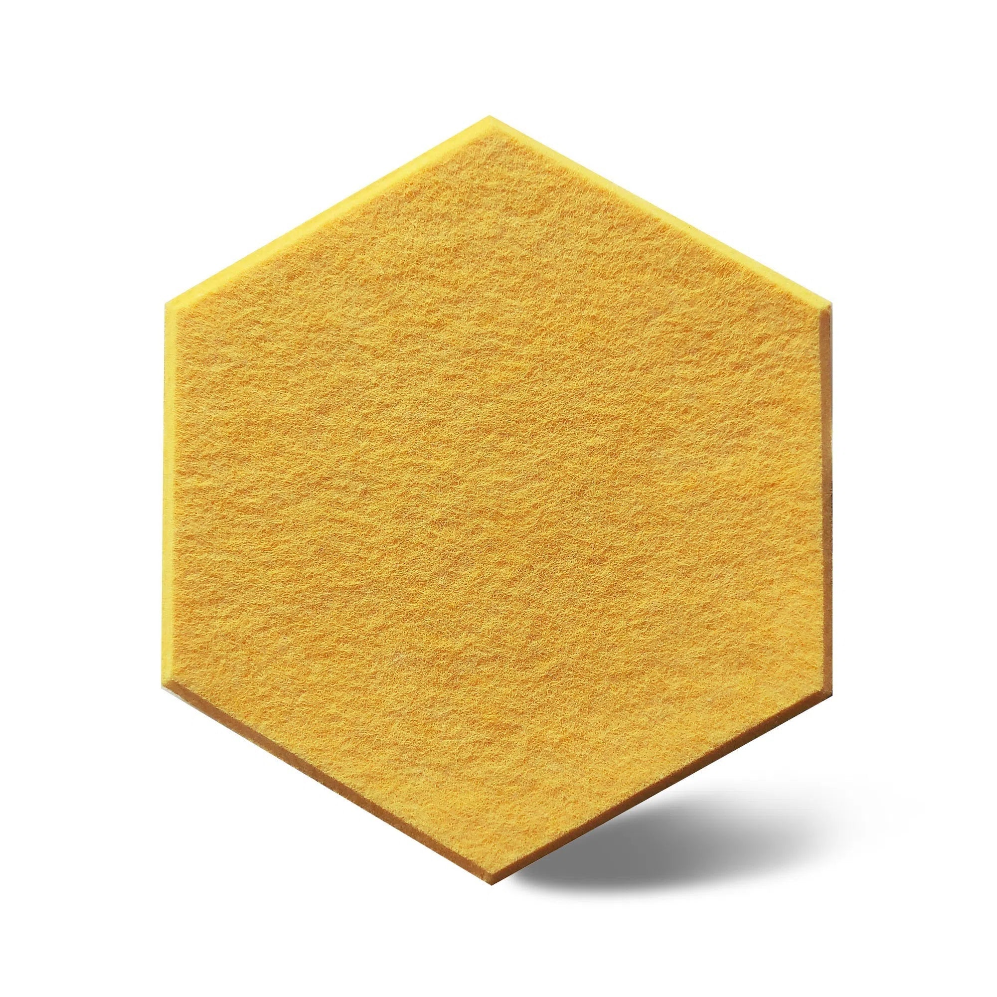 Close-up view of HEXA 3D Felt PET Wall Panels Sample - YELLOW | DecorMania UK